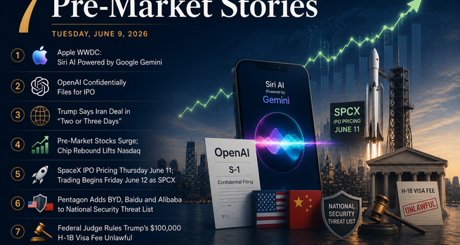 Pre-Market Stocks Surge, Siri Runs on Gemini and OpenAI Files for IPO: 7 Pre-Market Stories That Could Define Your Tuesday