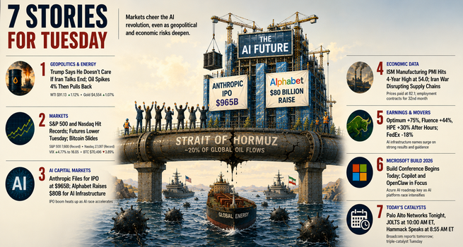 Trump Says He Doesn't Care If Iran Talks End, Anthropic Files for IPO and Alphabet Raises $80 Billion: 7 Stories for Tuesday