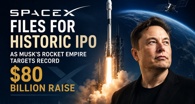 SpaceX Files for Historic IPO as Musk’s Rocket Empire Targets Record $80 Billion Raise