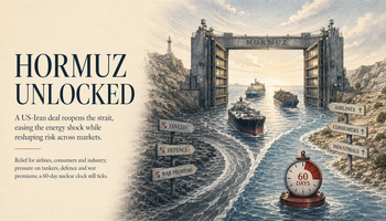 Hormuz Unlocked: What the US-Iran MOU Means for Energy, Defense, and Market Risk
